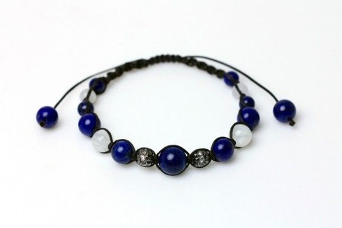 天然石　パワーストーン　編み込みブレスレット　ラピスラズリ　ブルームーンストーン　才能開花　幸運