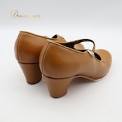 フラメンコ 衣装 シューズ 6サイズ ブラウン系 ガジャルド gallardo 靴 くつ ヒール 茶 明るい ストラップ 無地 シンプル 釘 釘有り ステージ イベント 練習 レッスン 上品