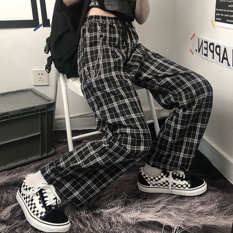 格子柄カジュアルパンツ サマールーズ薄手 ストリート かわいい 夏物 ケッペル25023079327