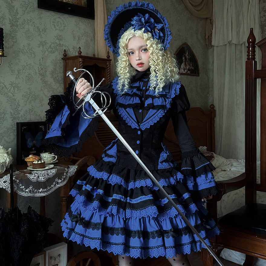 予約商品 ゴスロリ 3点 セットアップ 姫袖シャツ ベスト ケーキ