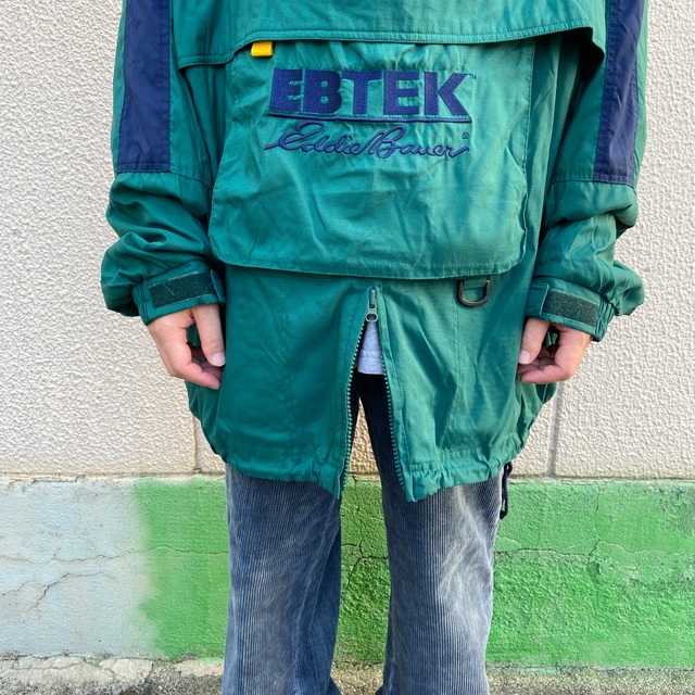 90s EddieBauer EBTEK ハーフジッププルオーバー　緑　XXL
