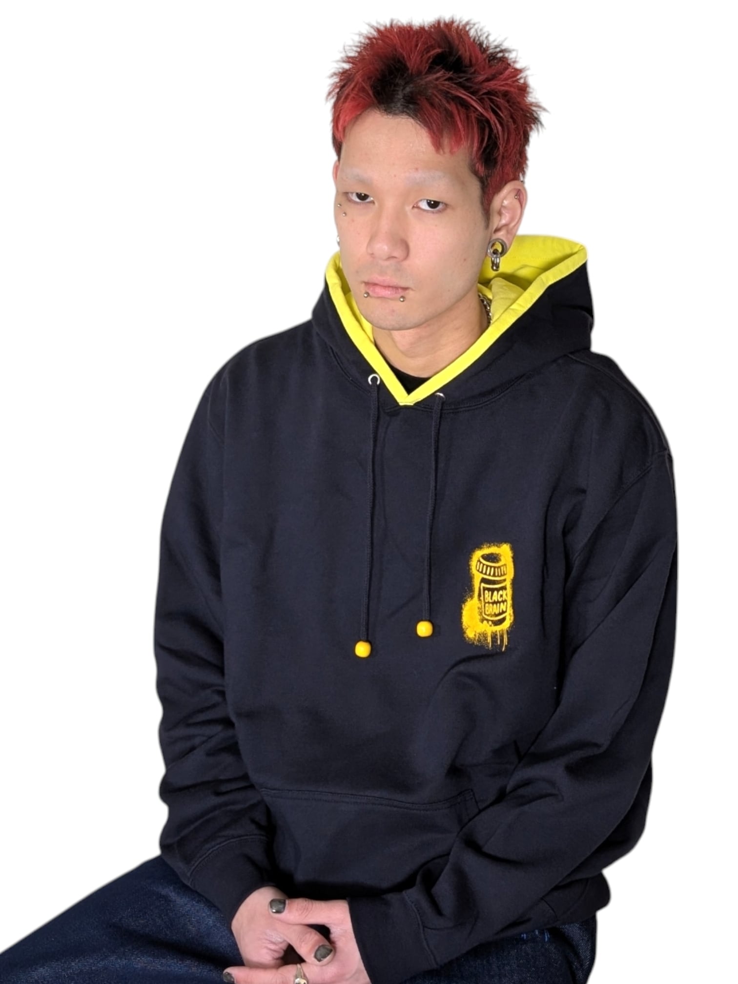Dripped Color Block Hoodie | BLACK BRAIN