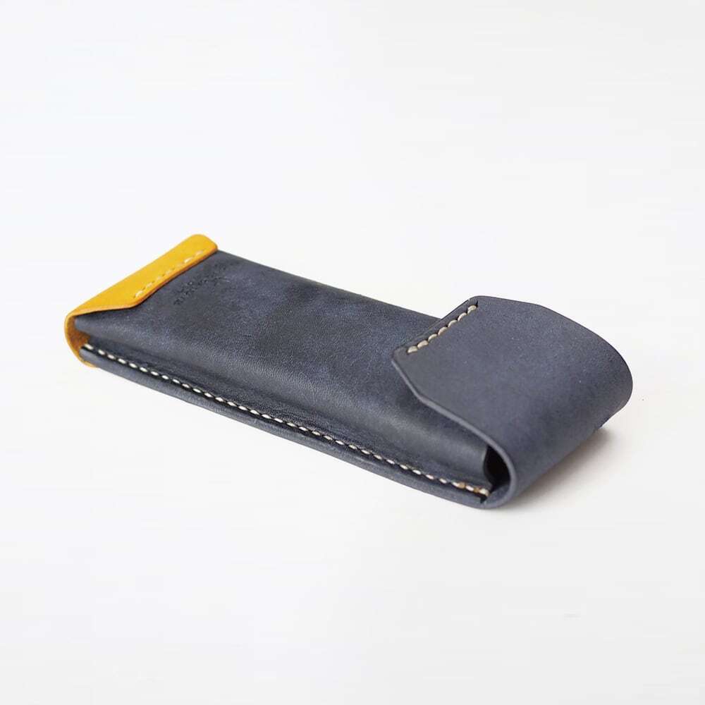 本革ペンケース ネイビー ポスタルコスナップペンケース風 紺 ネイビー