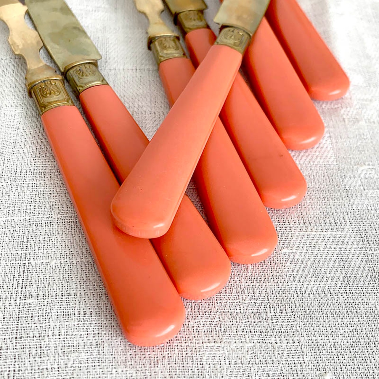 デザート・フルーツ用ナイフ・フォークセット　在庫10セット　ベークライト真鍮　お好きなセット数で 12TWcw24-1,2