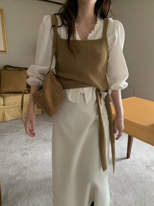 (予約) pretty young thing / Knotted knit vest 3color　