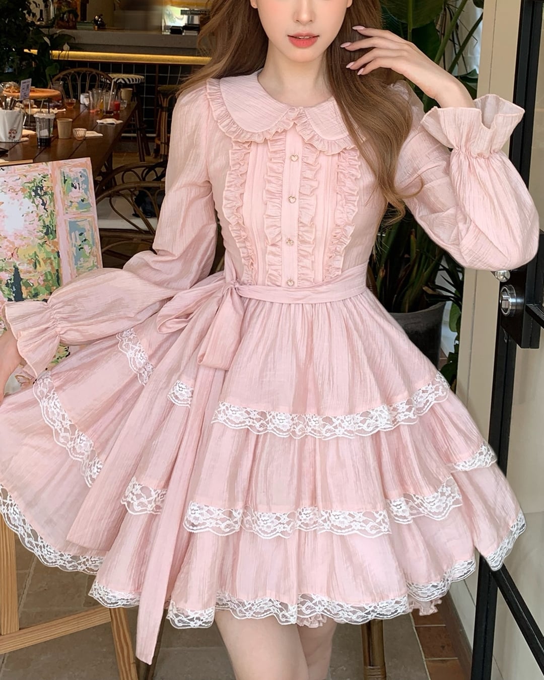 スウィートピンクガーリーフリルワンピース 25WP08064 | Deelia