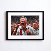 Sir Alex｜アレックスファーガソン監督アートポスター｜マンチェスターユナイテッドを象徴する闘将の名場面を描いた赤が映えるインテリア作品A3ポスター