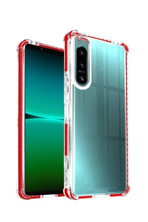 【特価処分】シズカウィル Xperia 5 iv docomo SO-54C au SOG09 ケース カバー i-Shine アイシャイン クリアケース 1個入り Red レッド