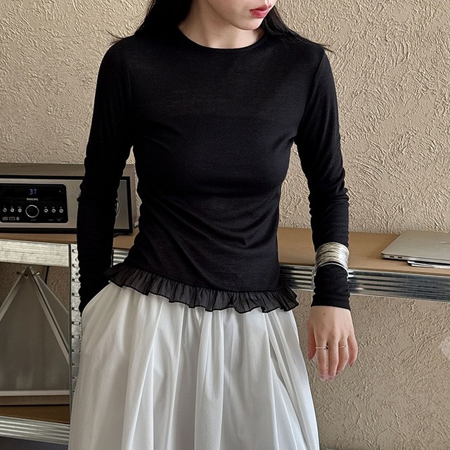 frill slim cutsew　j-0051