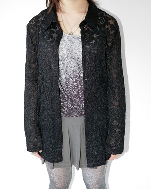 Vintage see-through lace shirt "BLACK"