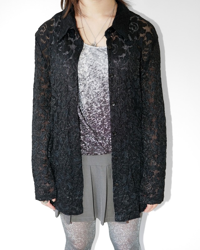Vintage see-through lace shirt "BLACK"