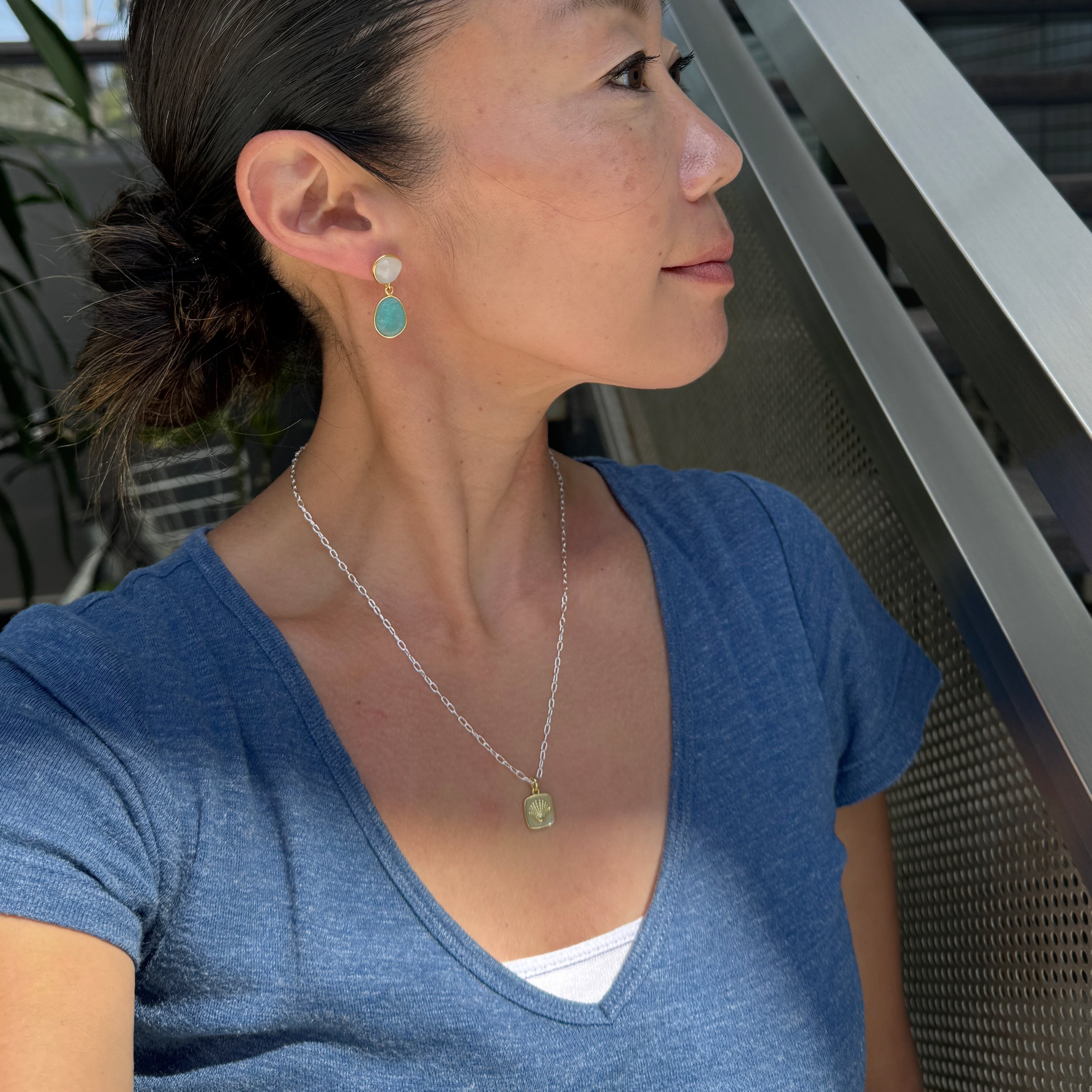 Gold Coating 2 ストーンピアス ムーンストーン＆アマゾナイト