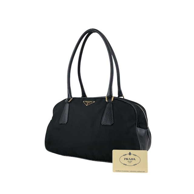 PRADA プラダ ハンドバッグ ブラック トライアングルロゴ ナイロン ミニボストン カデナ vintage ヴィンテージ オールド xamvs7