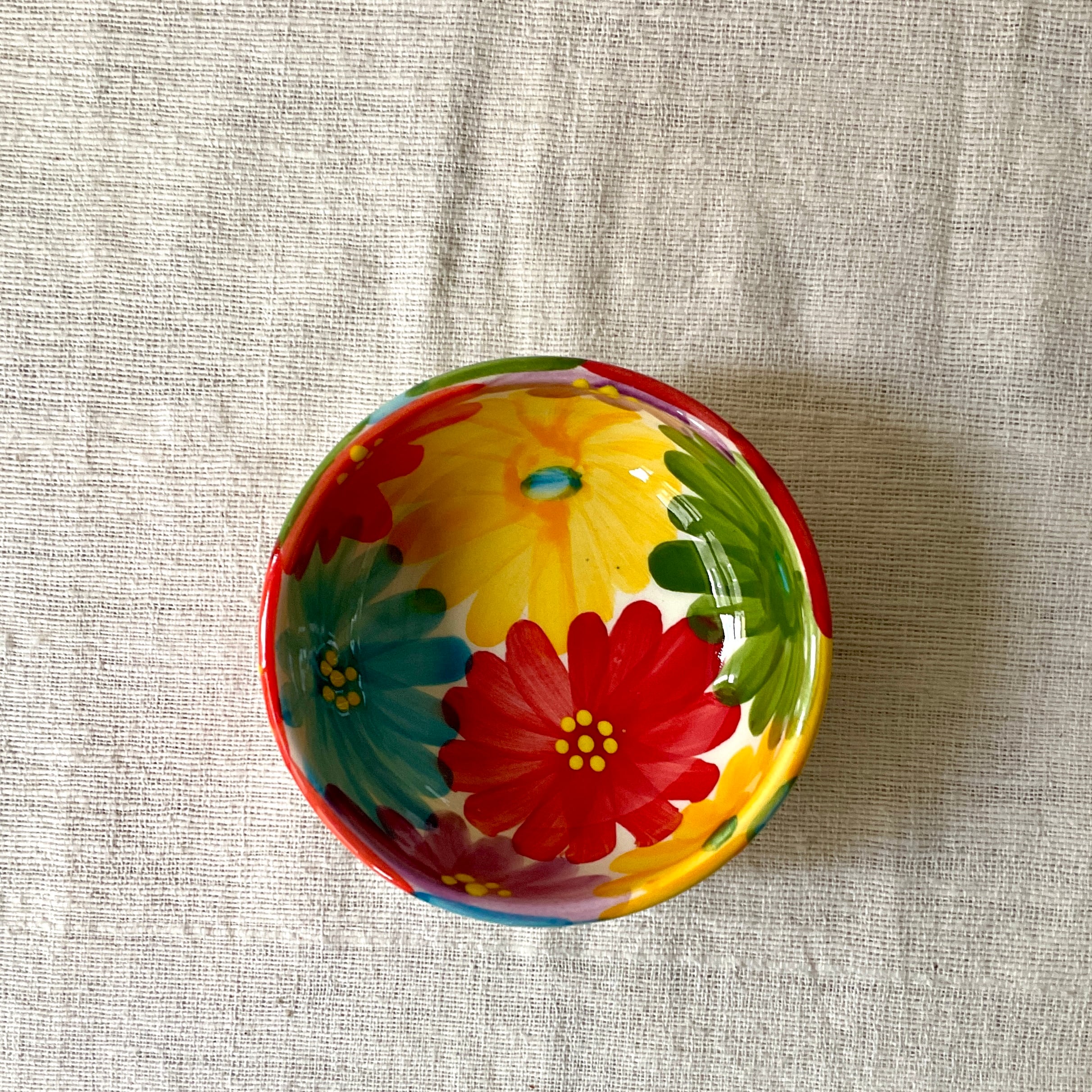 スペイン陶器】丸小ボウル（カラフル花） | 照明＆エシカルライフ