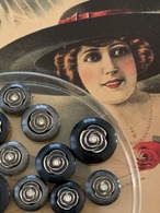 Japanese Vintage ボタン 17mm Rose フラワー ネイビー アクセサリーパーツ 樹脂 装飾材 カルトナージュ