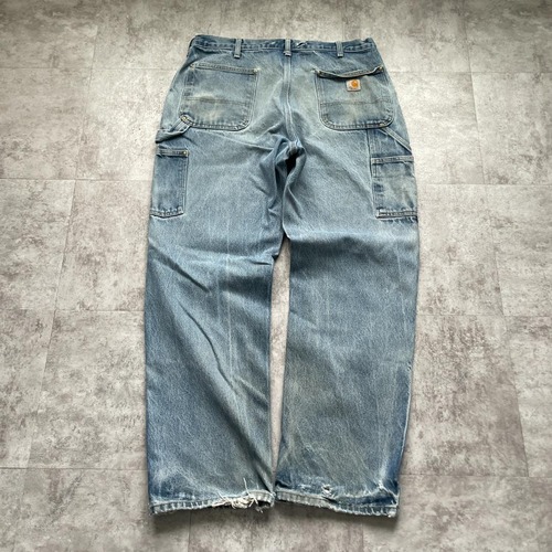 メキシコ製 デニム ダブルニー Carhartt B07 DNM 36×32 詳細写真2