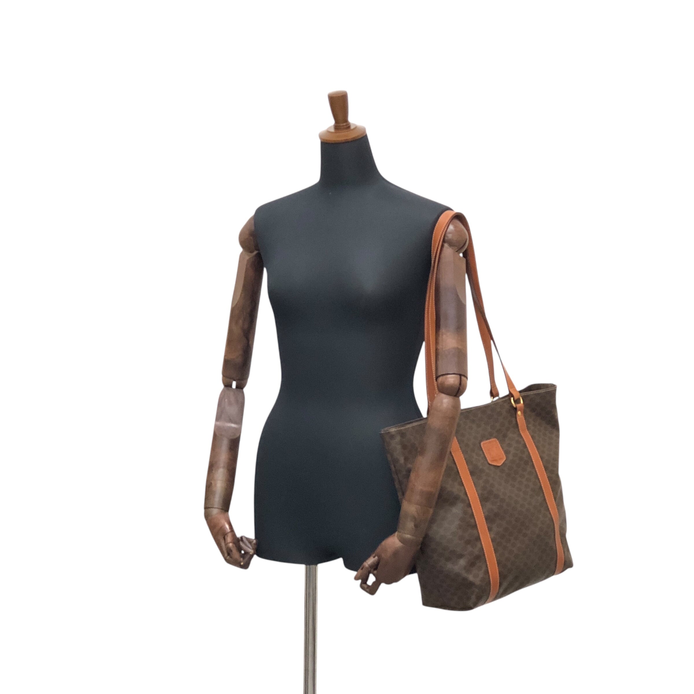 OLD CELINE マカダムブラゾン トートバッグ CELINE セリーヌ マカダム トートバッグ ブラウン ブラゾン型押し PVC