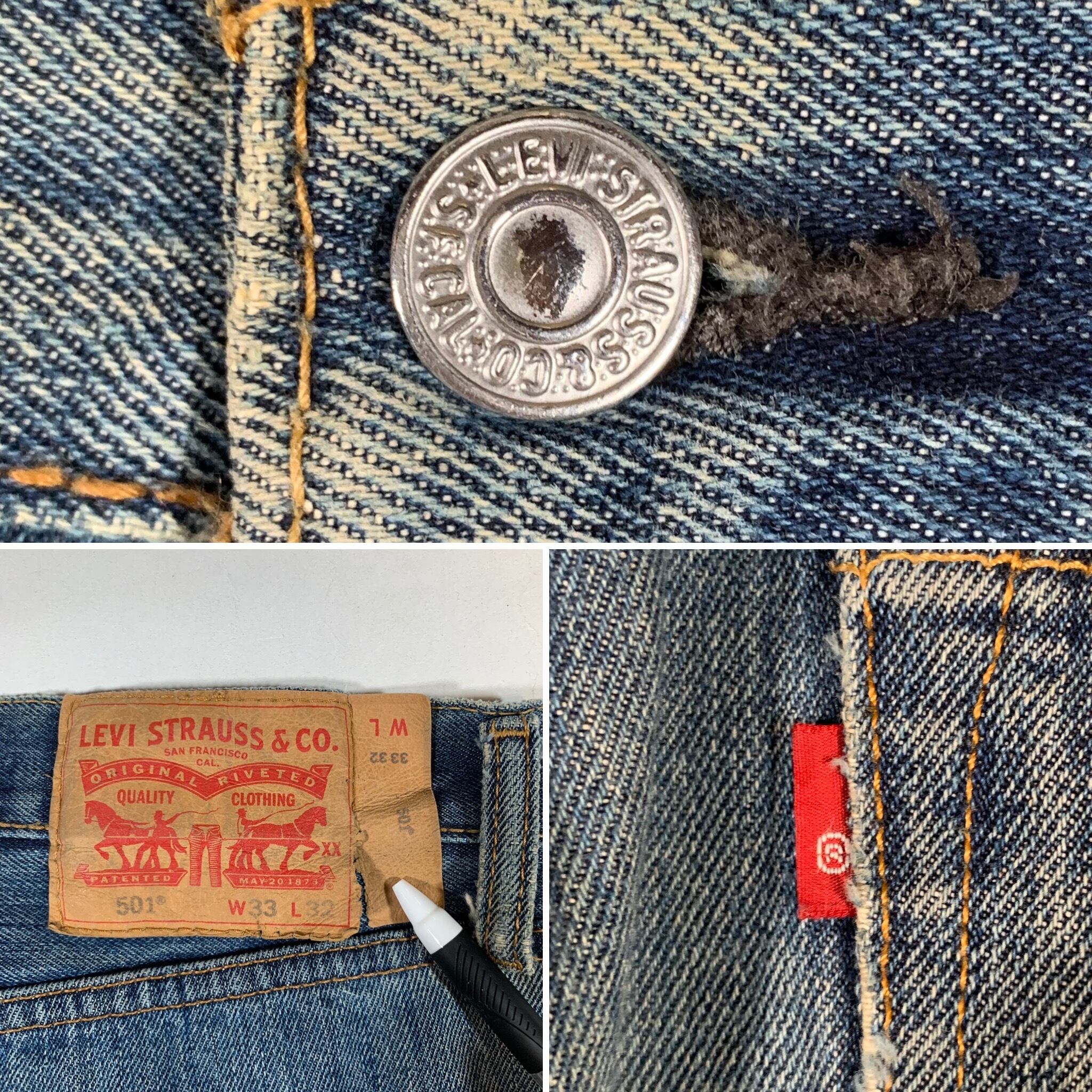 8646 リーバイス 501 デニムパンツ 鬼ヒゲ ハチノス Vステッチ W33  