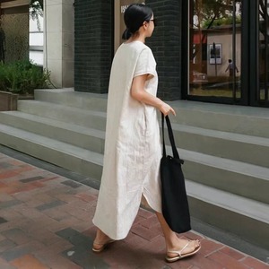 リネンブレンド　ワンピース　AJ22262-6855