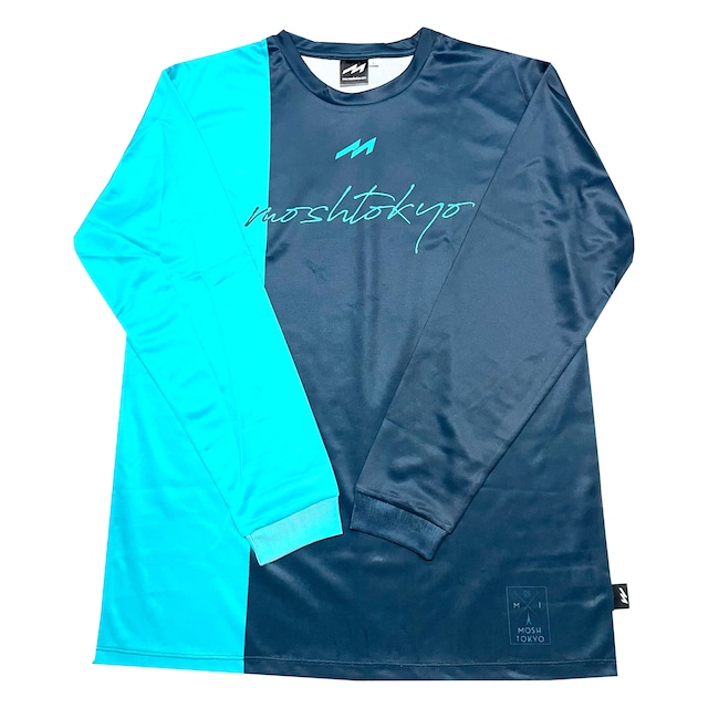 【PE LINE】Two-tone Color Shirt(MHS-2305) NAVY × TURQUOISE（LONG）