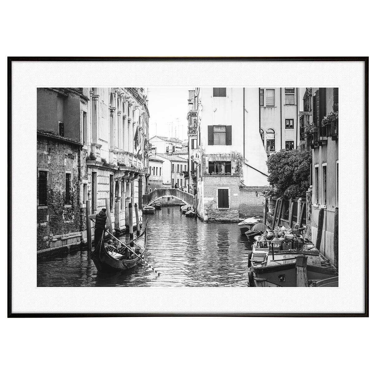 イタリア写真 ヴェネツィア運河 インテリア モノクロアートポスター額装 AS4219