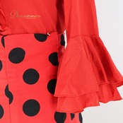 フラメンコ 衣装 マキコスチューム MAKIS COSTUMES トップス ファルダ ツーピース セットアップ 赤 黒 ブラック系 レッド系 水玉 ドット フリル ボランテ レース ボウタイ フリルスカート セットアップコスチューム ダンス衣装 ステージ衣装 ファッション ポップデザイン おしゃれ レディース かわいい フェス フラメンコ衣装