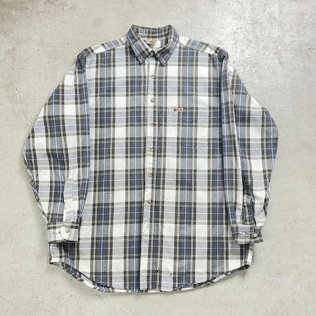 Carhartt カーハート マドラスチェックシャツ ボタンダウン メンズ2XL相当 古着 アメカジ VINTAGE ヴィンテージ ブルー ホワイト ブラック【長袖シャツ】/マルチカラー