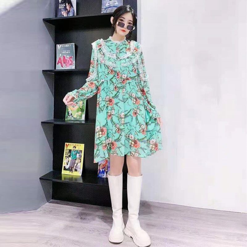 ドレス ワンピース ウェスト薄手スプリング 大きめサイズ 春物 ミックスインファッション81278799682