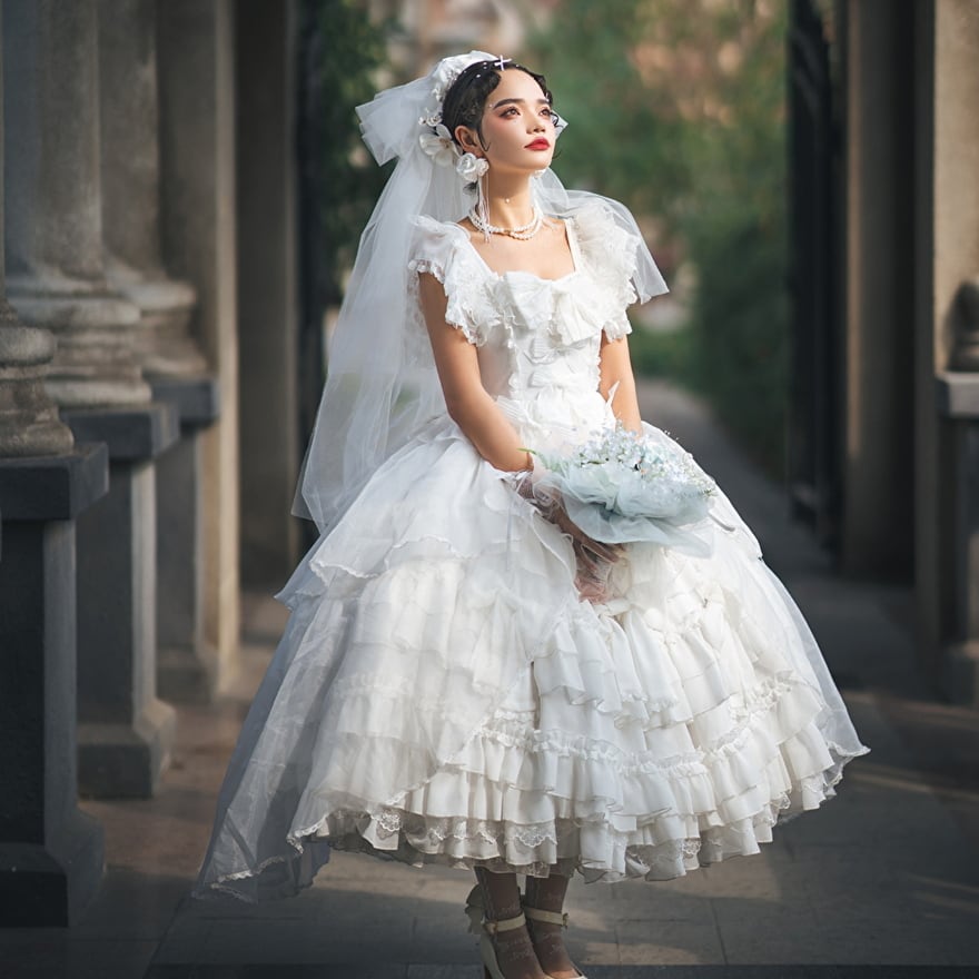 【かりん】ホワイトゴスロリドレス　Mサイズ SEASONZ ゴスロリ フルセット ドレス ドレス フラワー スカート