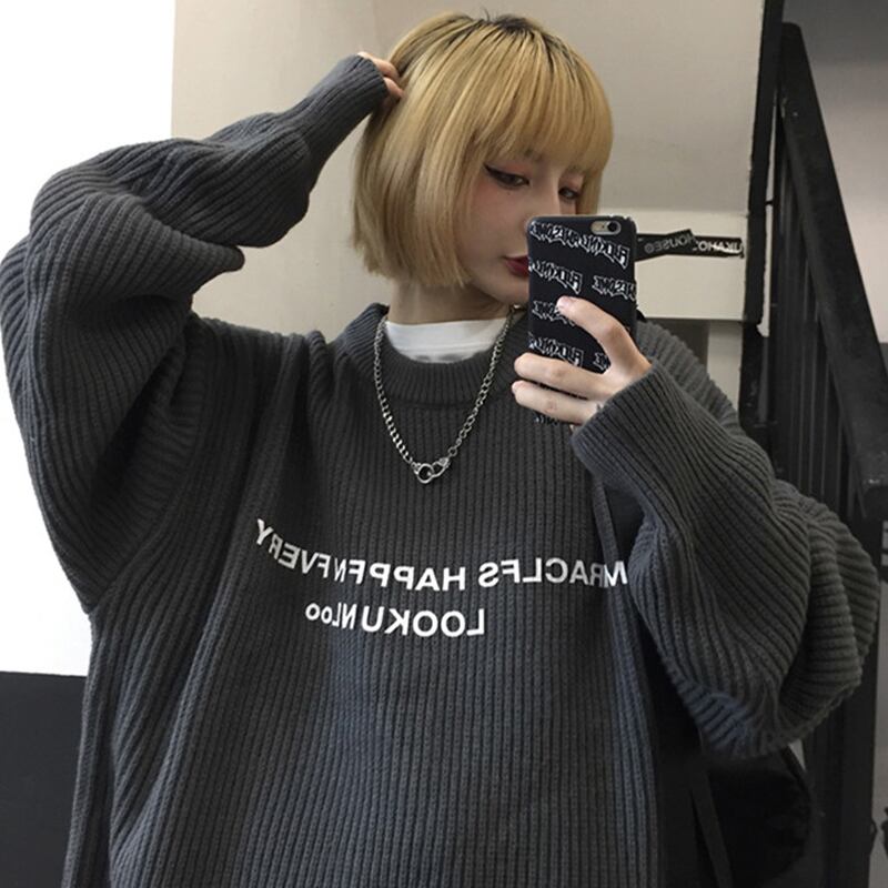都谷シリーズ セーター 2color 男女兼用 メンズ カップル服 ニットトップス アルファベット M L オシャレ Elegant