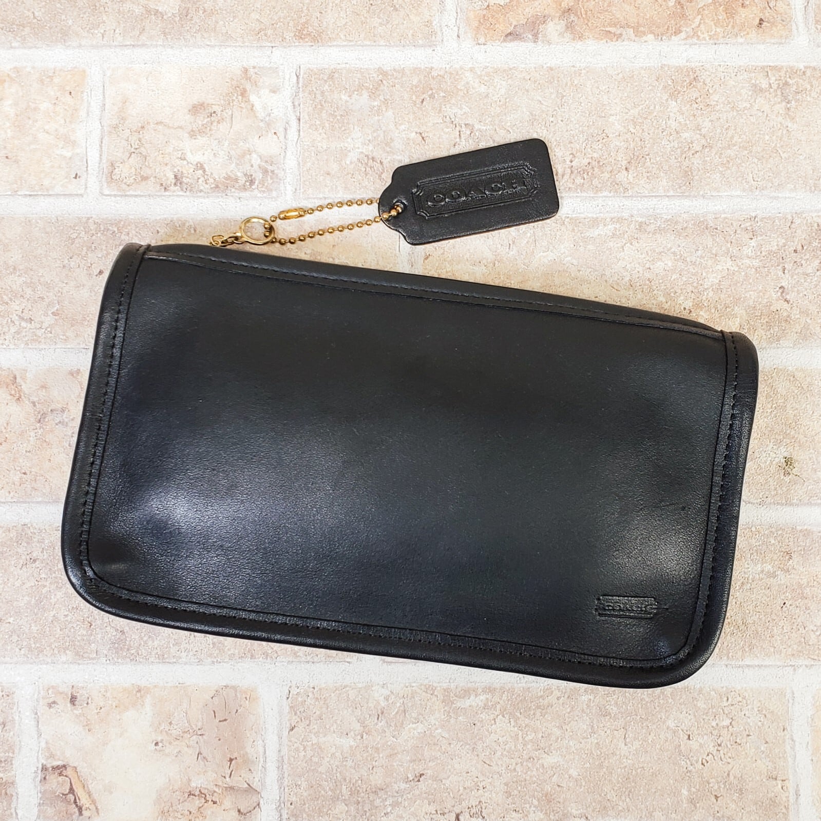 オールドコーチ ☆レザー ポーチ コスメポーチ クラッチ ブラック ユニ  