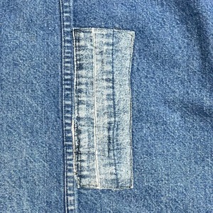 【Dickies】70s 80s USA製 白タグ カバーオール デニムジャケット ワークジャケット 38 LARGE リペア有 切替 コーデュロイ 裏地ブランケット ディッキーズ us古着