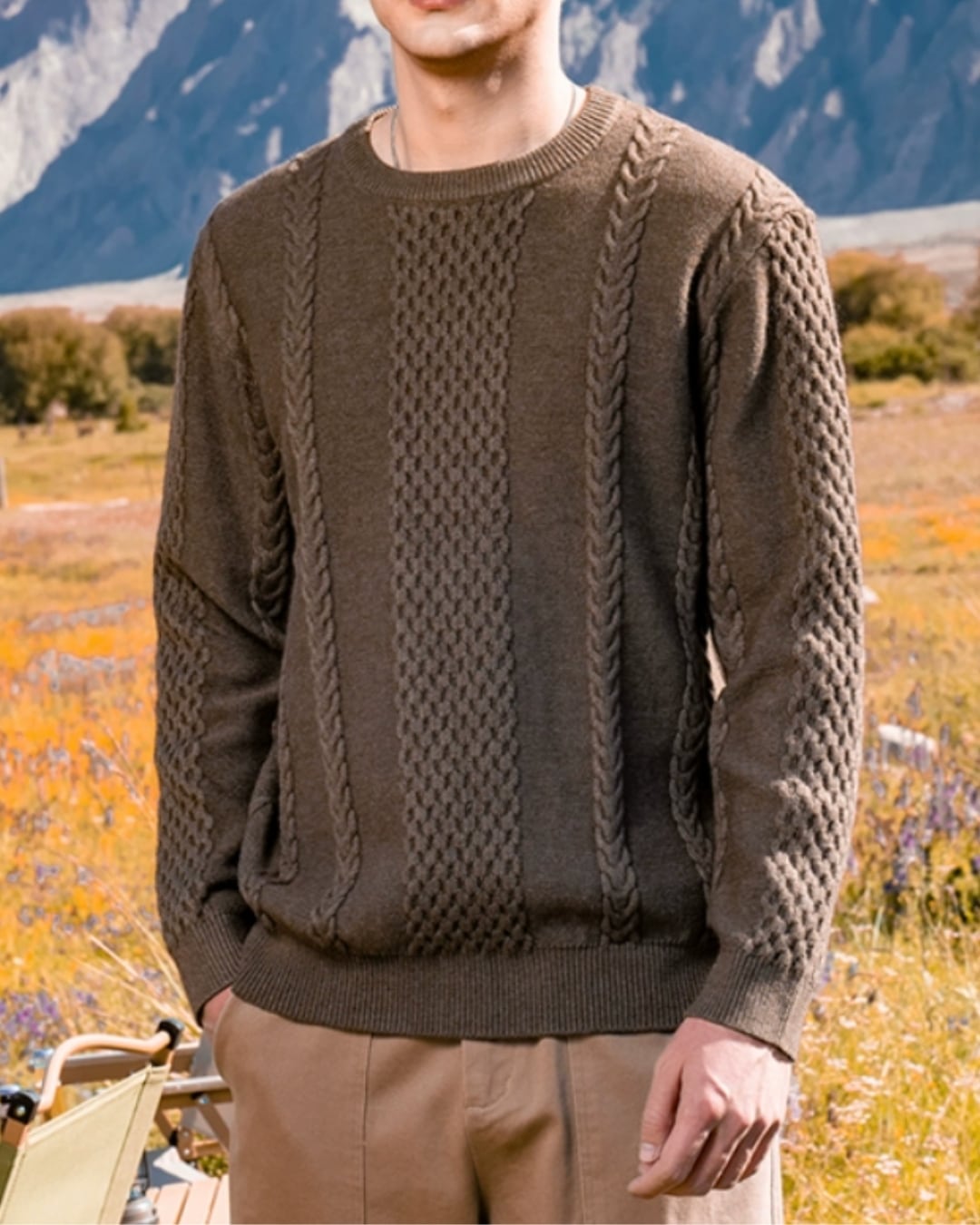 レトロ ケーブルニットセーター 4色 E0241