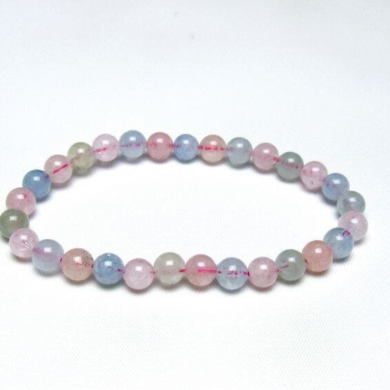 ミックスカラーベリル ブレスレット 6mm 一点物 メール便可 [M便 1/10] 111-48842
