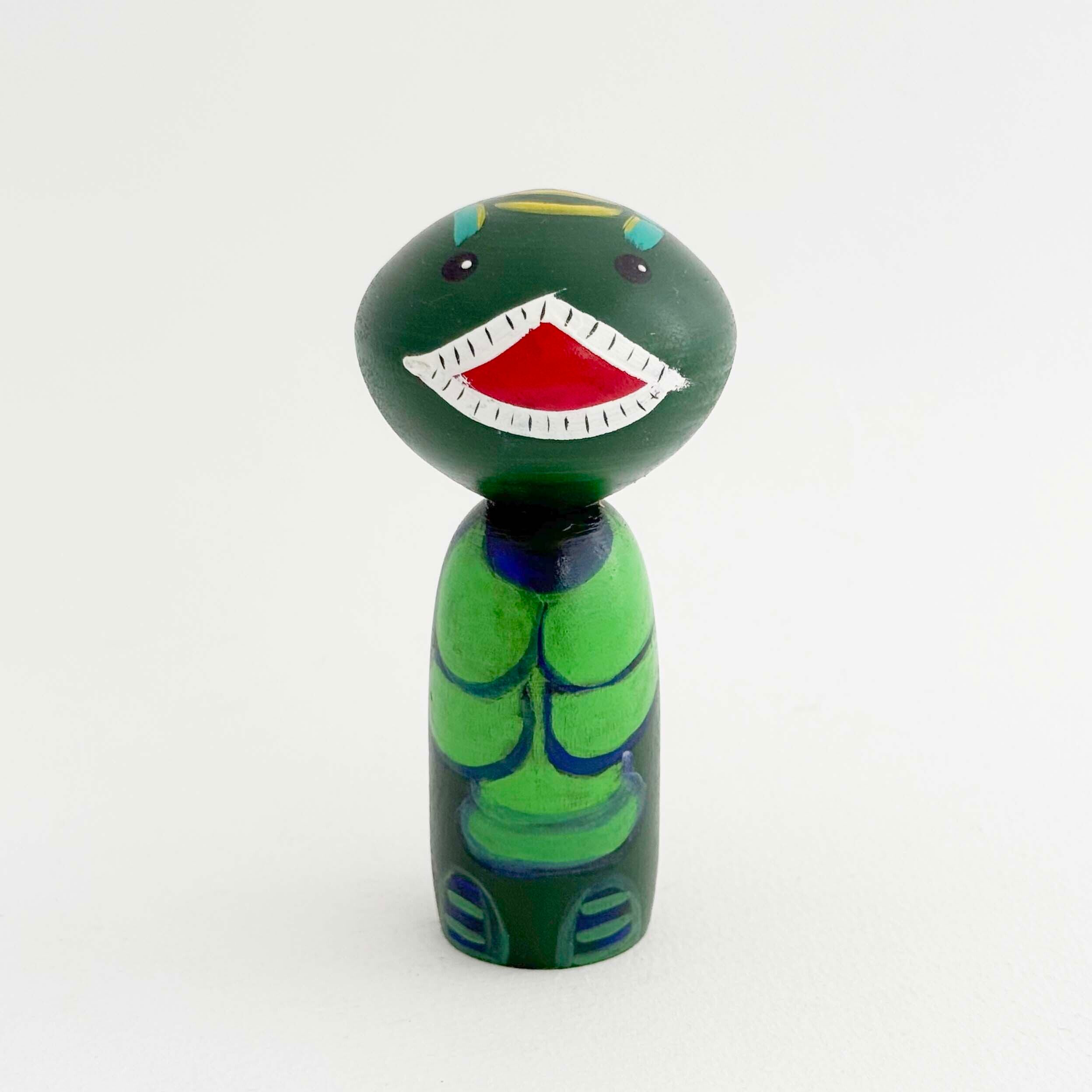 怪獣こけし（土湯系 / 近野明裕工人）グリーン