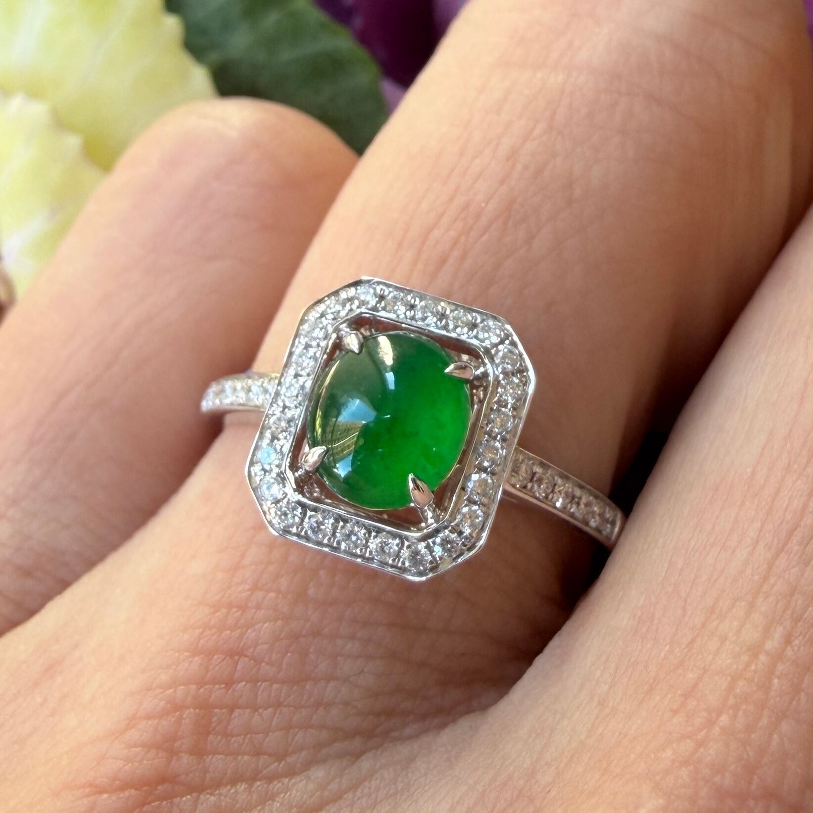 Jade & Diamond WG Ring RC0331 | Victorian Box