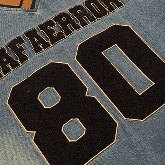 v-neck number denim sweatshirt　Vネックナンバーデニムスウェットシャツ　J1497