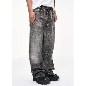 【DRIP6305】D/B Full Diamond Belt Damaged Denim