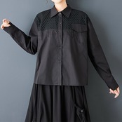 レース 切替 シャツブラウス  00352