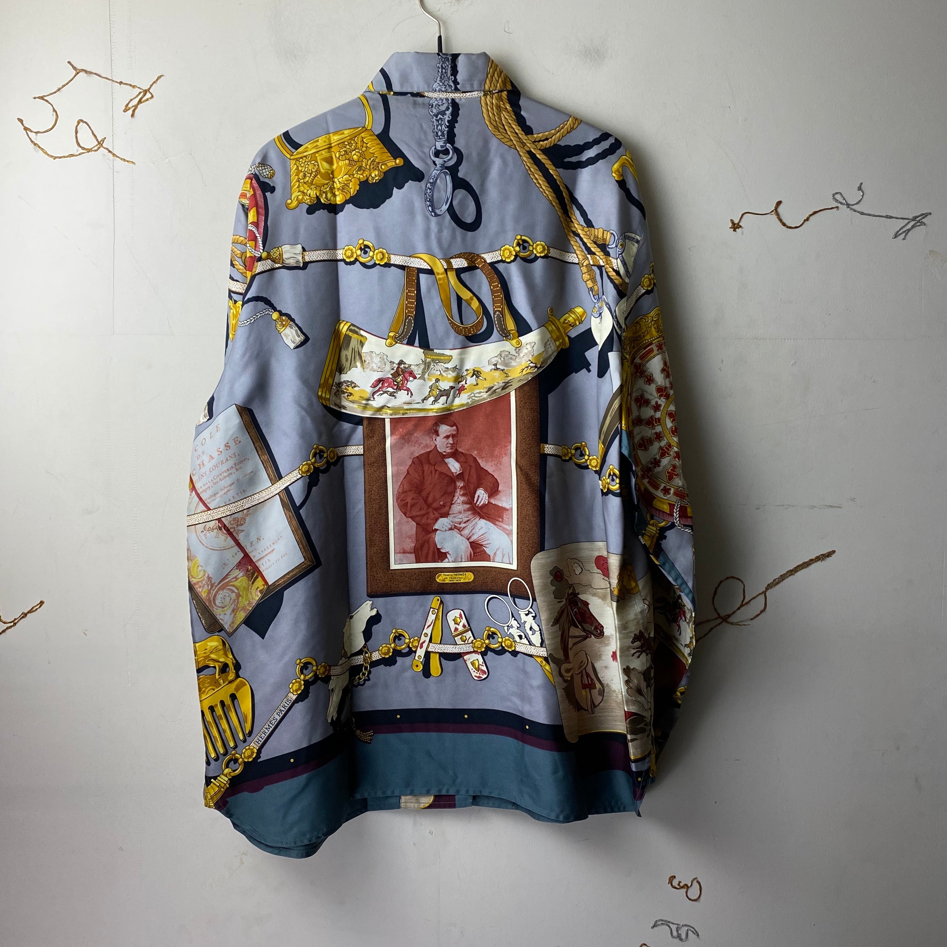 HERMES scarf pattern silk shirt “MEMOIRE D'HERMES” | NOIR ONLINE