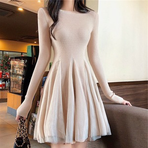 ワンピース レディース 送料無料 2色ニット リブニット クルーネック シフォン ティアード ワンピース ひざ下 フリル フォーマルドレス パーティドレス ひざ下 ミモレ ロング丈 袖あり 長袖 Vネック カシュクール ドッキング レース 刺繍 チュール ハイウエスト 透け感 シースルー エレガント 大人可愛い きれいめ ゴージャス 華やか 上品 花柄 フラワー ブライダル 披露宴 オケージョン 美脚 脚長 高見え 格上げ 春夏 お呼ばれ お出かけ パーティー 二次会 フォーマル