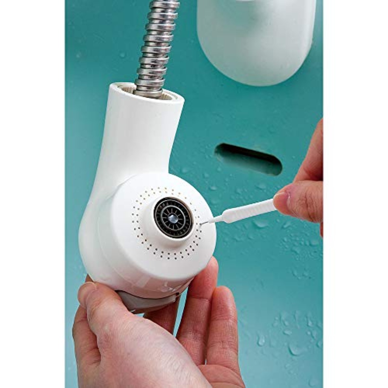 まめいた シャワーヘッド ブラシ ホワイト 幅5㎜×奥行2㎜×高さ6.5cm 浴室 洗面台 シャワーの穴 便器ノズル 汚れ かき出す 極細ブラシ 10本入 日本製 BS-219