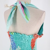 フラダンス 衣装 ツーピース セットアップ 上下セット パンドール ブルー系 Paondor 日本製 ホルターネック プルメリア柄 ハイビスカス柄 モンステラ柄 かわいい 華やか 鮮やか 明るい カラフル 水色 赤 ハワイアン アロハ ハワイアンプリント フラ