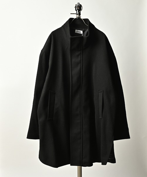 ATELANE Fake Melton Stand Loose Silhouette Coat (BLK) 22A-23063