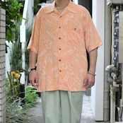 jacquard weave design aloha shirt salmon pink