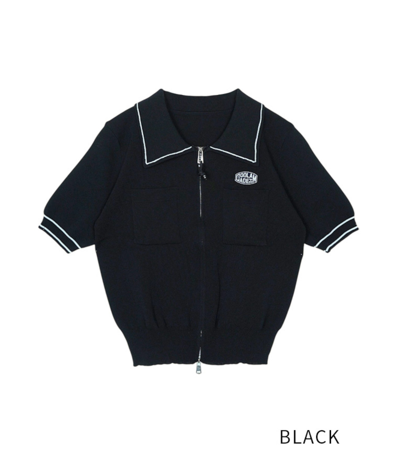 ジップアップポロニットTOPS (BLACK) CQ-49027