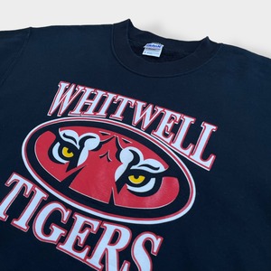 【GILDAN】メキシコ製  ホウィットウェル高校 WHITWELL TIGERS ロゴ スウェットシャツ トレーナー フットボール M 黒 MEXICO US古着