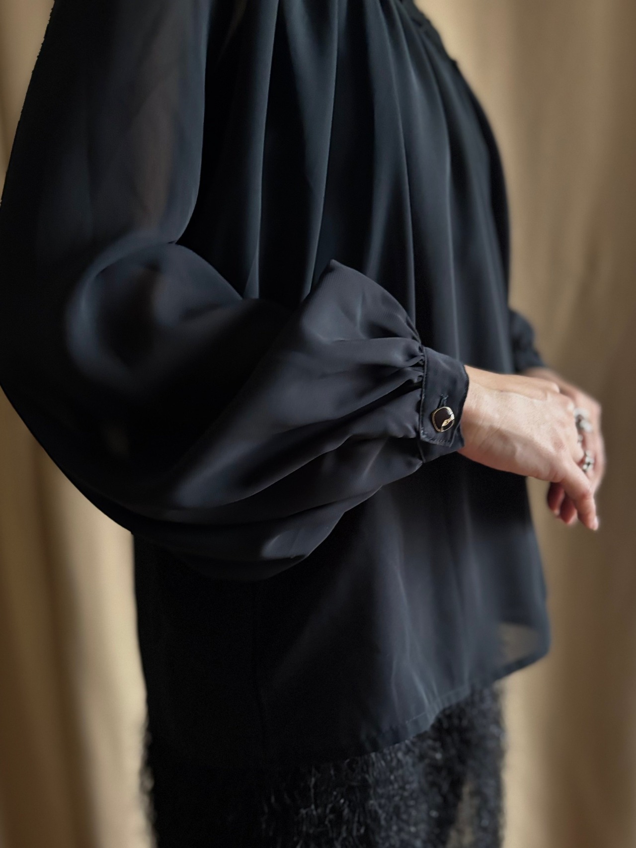 ECHO SOIRDE black sheer shirt-5023-10