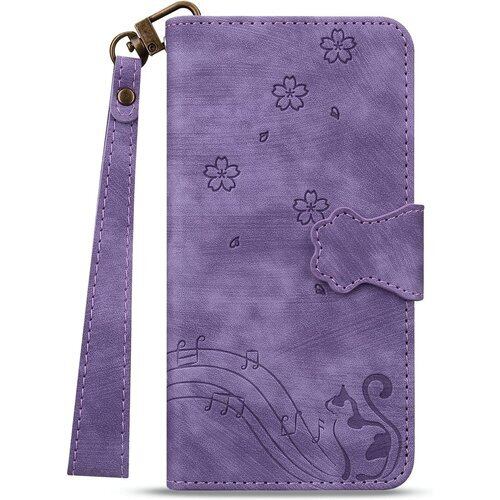 iphone x ケース 手帳型 iphone xs ケース 手帳型 薄型 TEDTIKJT アイフォン x アイフォン xs ケース手帳型 財布型 iphonex スマホケース 高级PU レザー 財布型 360度保護 耐衝撃 内蔵マグネット 携帯カバー スタンド 音楽子猫のパターン iPhone X/iPhone XS 5.8インチ 対応 紫の 1682