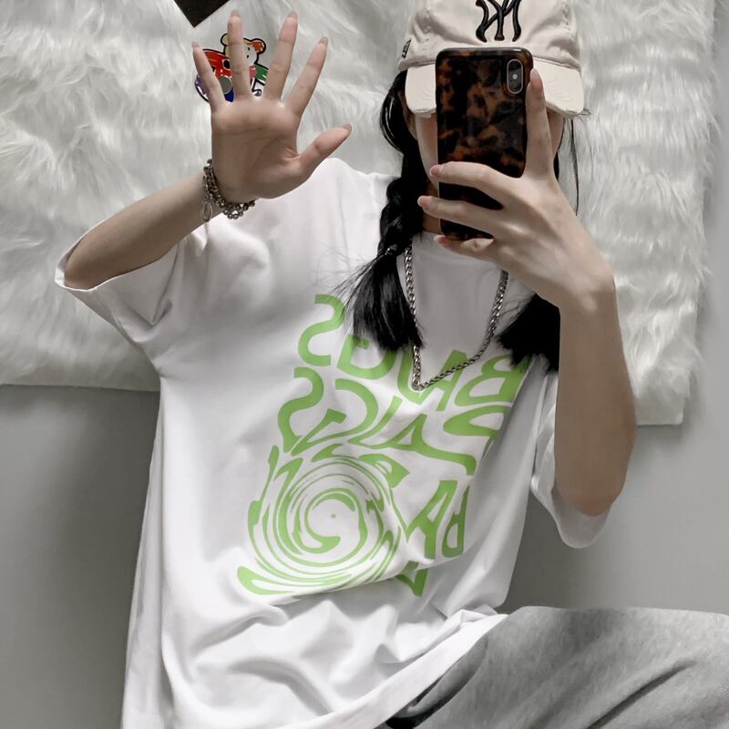 サマールーズプリントTシャツ カジュアルトップス コットン 夏物 ケッペル28543136953